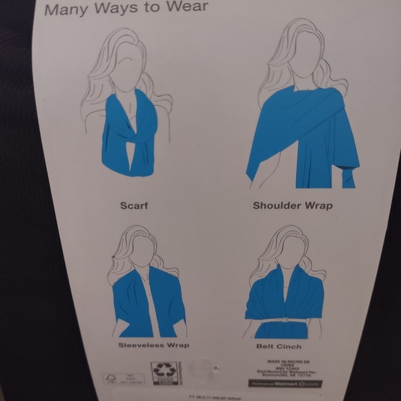 NWT Time and Tru multi wear wrap ( scarf, shoulder wrap, sleeveless wrap… - Picture 2 of 3